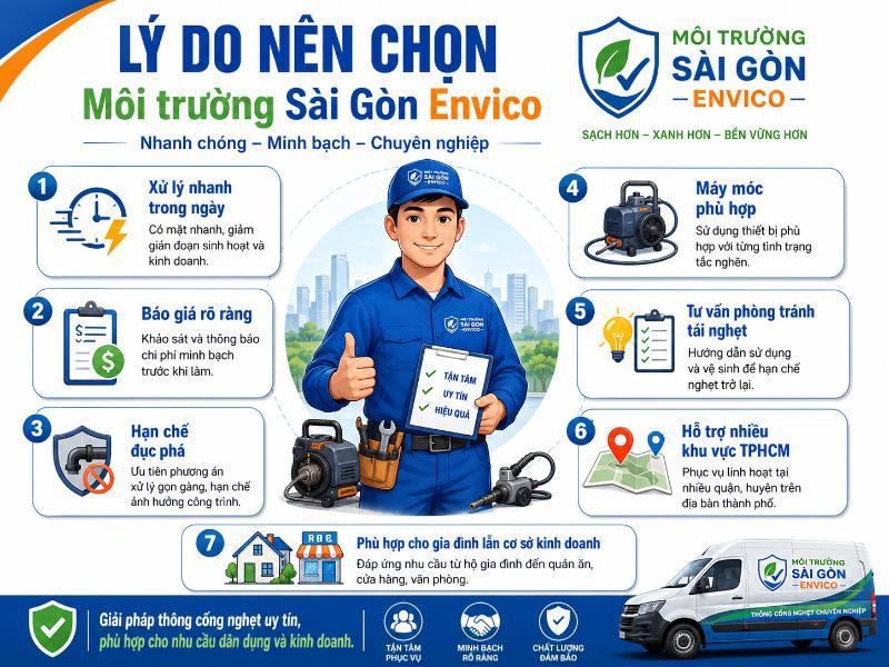 Lý do nên chọn dịch vụ thông cống nghẹt Thủ Đức của Saigonenvico